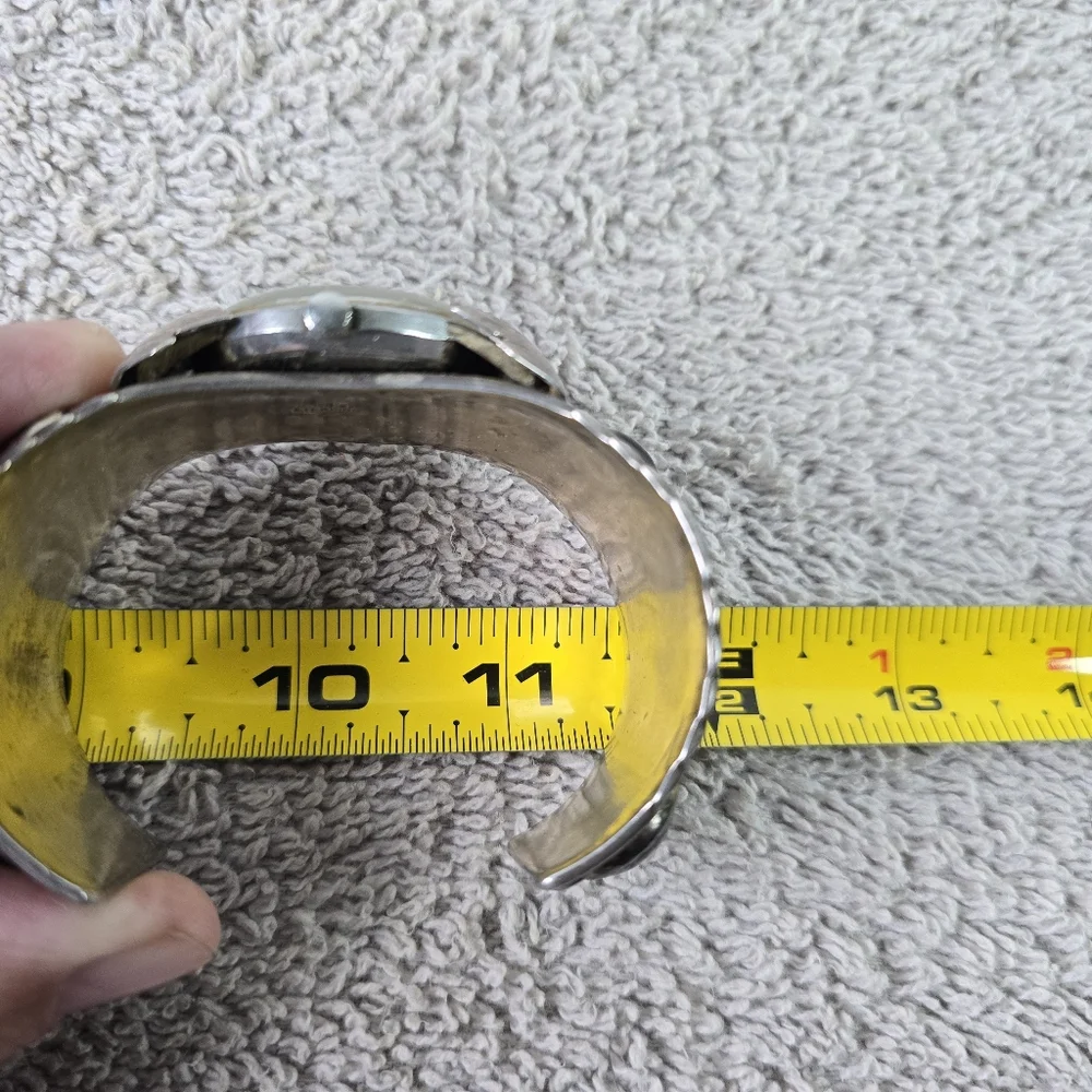Vintage Native American Sterling Silver Cuff Bracelet With A Bolivia Watch